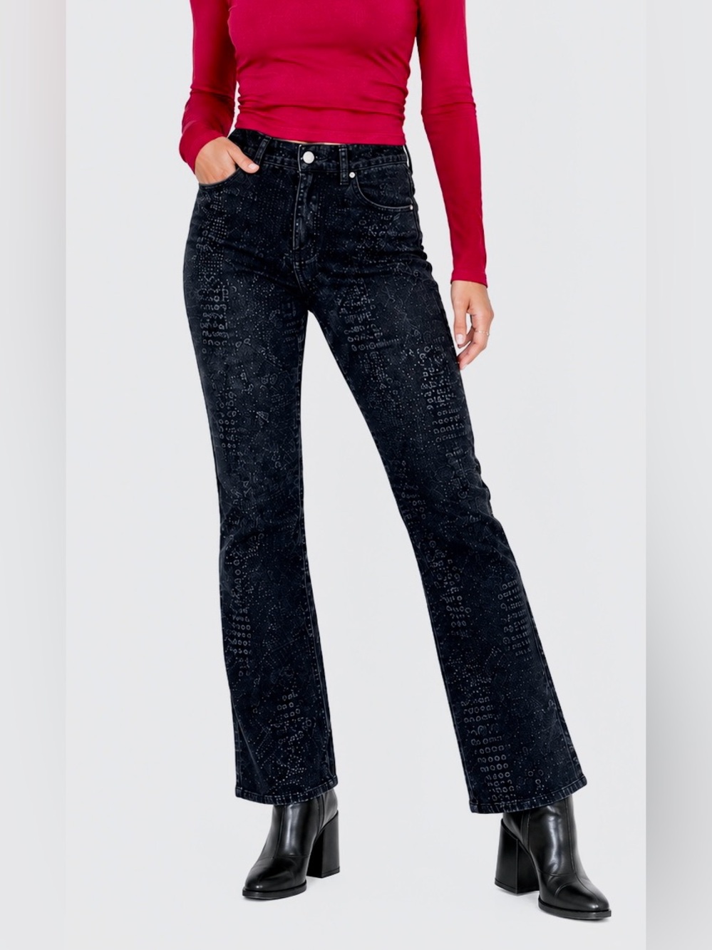 CYNTHIA by Cynthia Steffe Black Embroidered Bootcut Jeans | Size 6